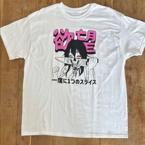 Spencer's White and Pink Anime Graphic Short Sleeve Tee NWOT